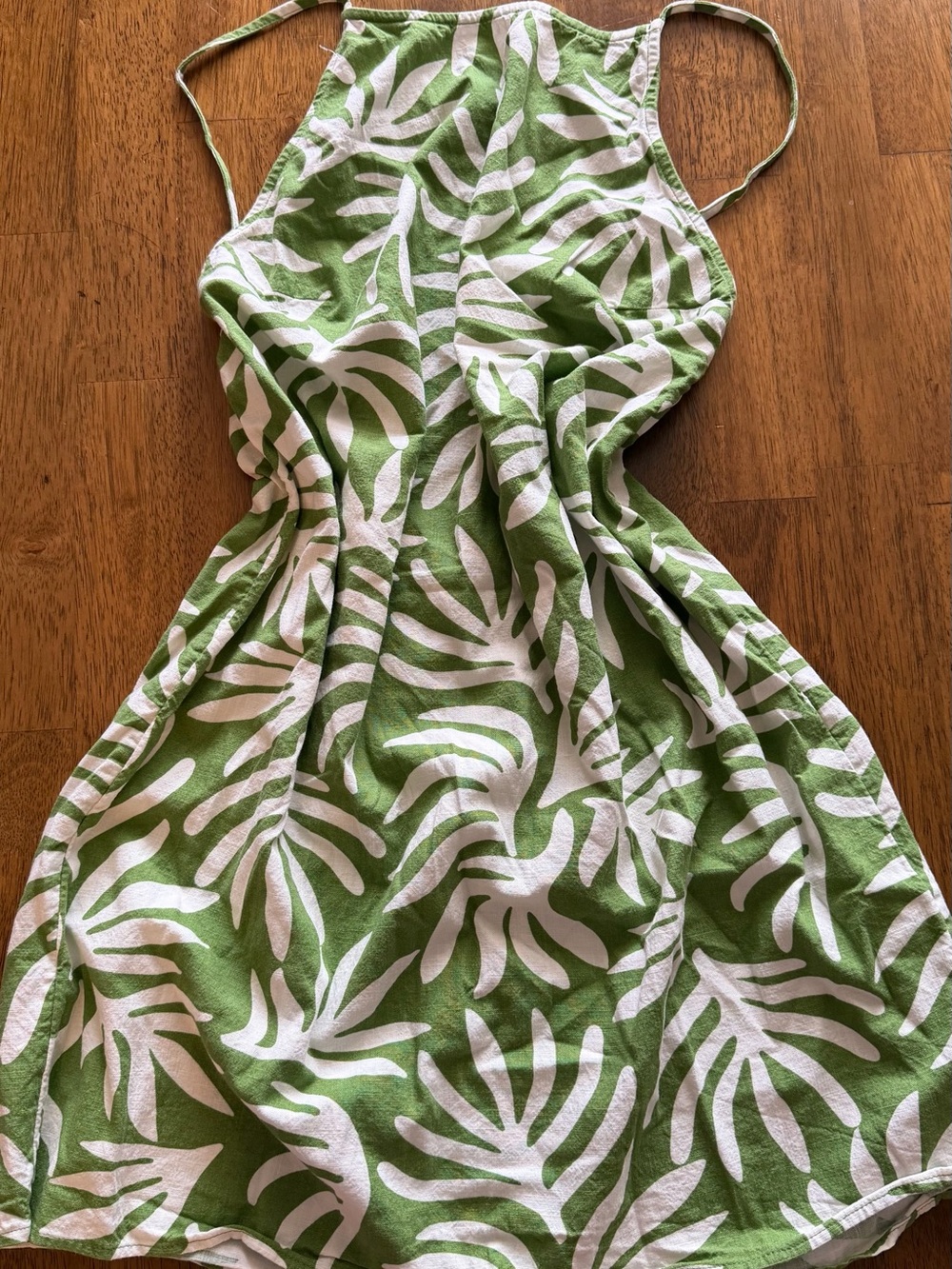 Green and White Tropical Halter Dress/ Beach dress
